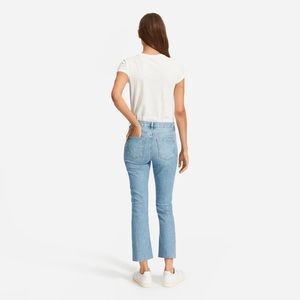 White EverLane High waisted, kick crop jeans